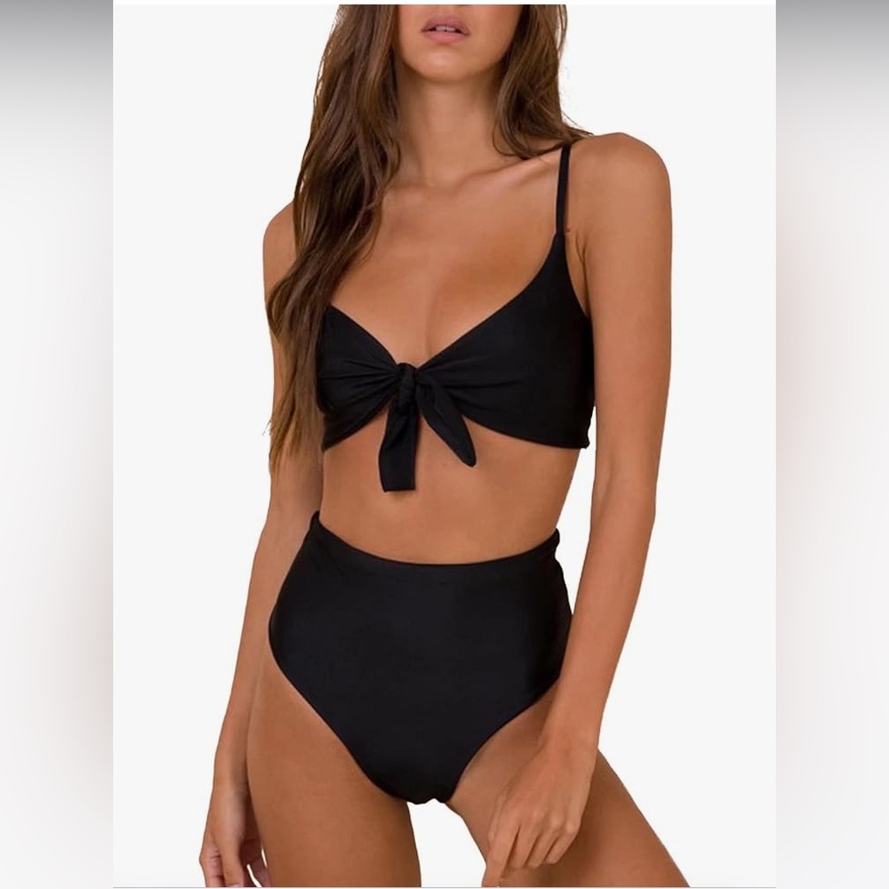 2 piece Blooming Jelly bikini retro tie front top and high waist bikini bottom M